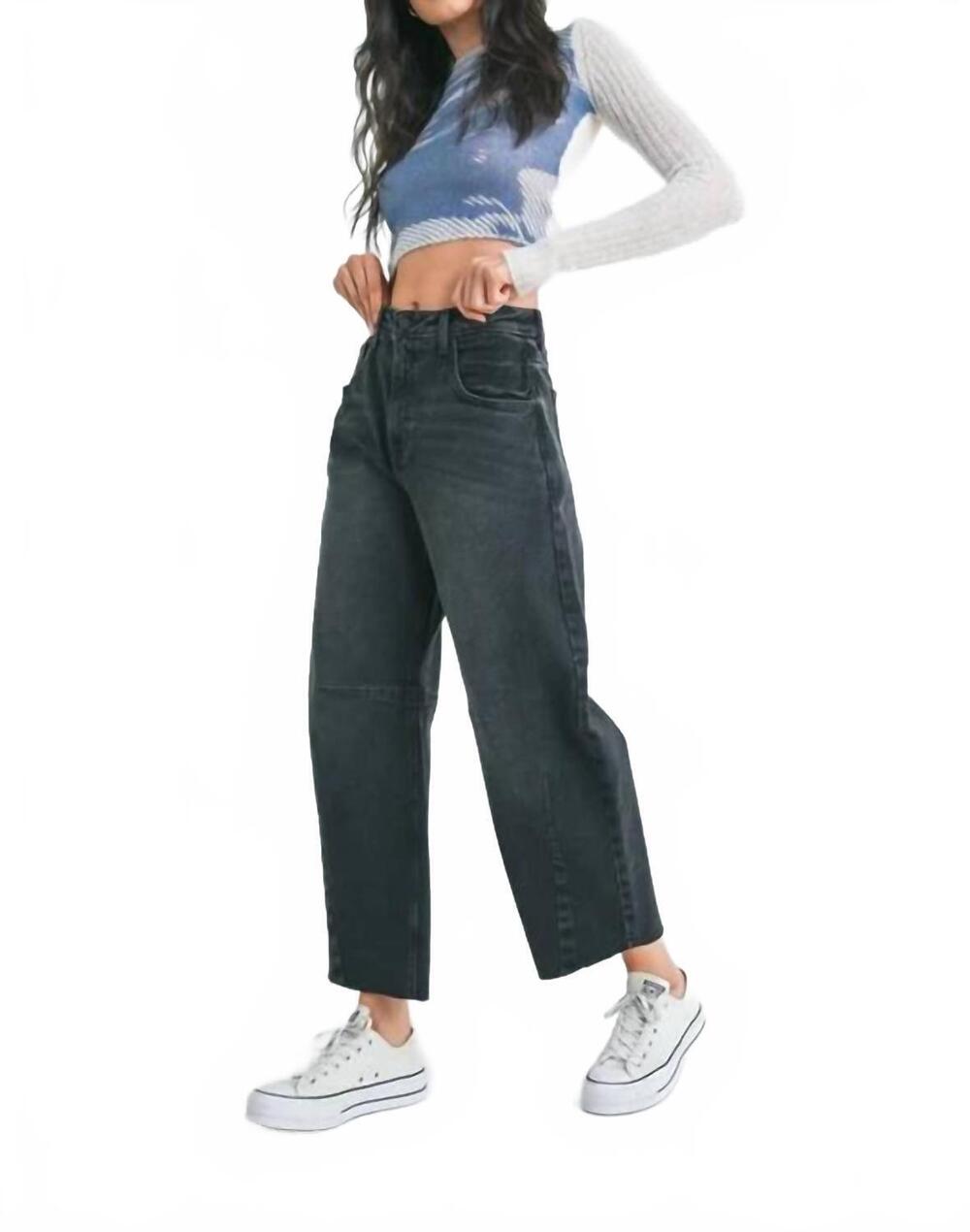 NEW JUST PANMACO INC. staple barrel jeans in almond latte